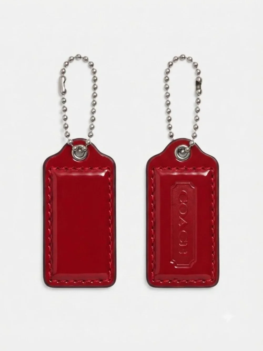 Coach Red Patent Leather Tag Key Charm